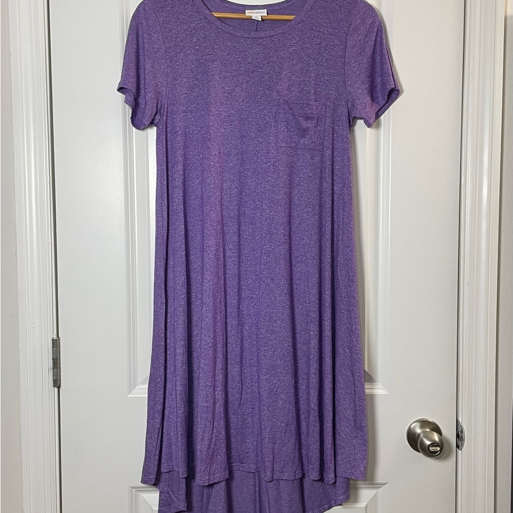 LuLaRoe Purple High Low Swing Dress XS Short Sleeve Casual Flowy T-Shirt - Picture 1 of 6